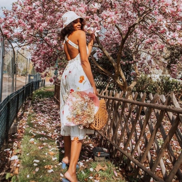 H&M Meadow Collection Linen Blend Dress Bloggers Fav - Picture 9 of 16